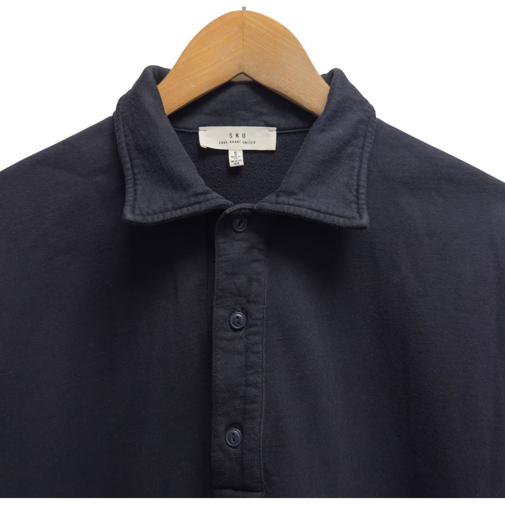 Save Khaki United S.K.U. Mens Sz Small Navy Blue Heavyweight Sweatshirt Polo USA